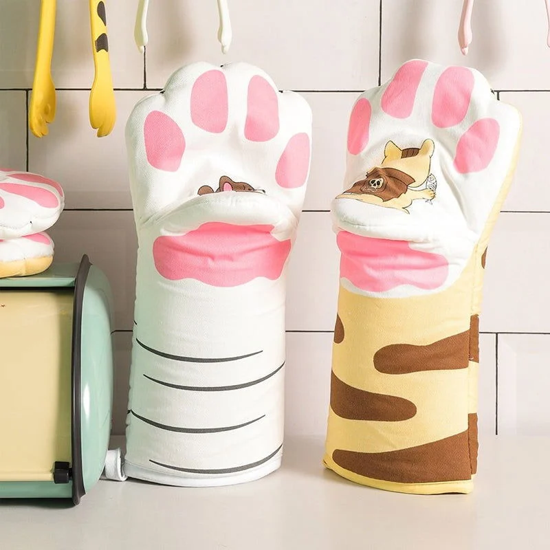 Cute Cat Paw Oven Mitts Gloves -  - #tag1#