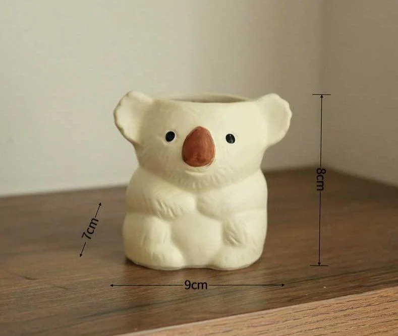 Cute Ceramic Animal Koala Bear Vase for Succulent - 