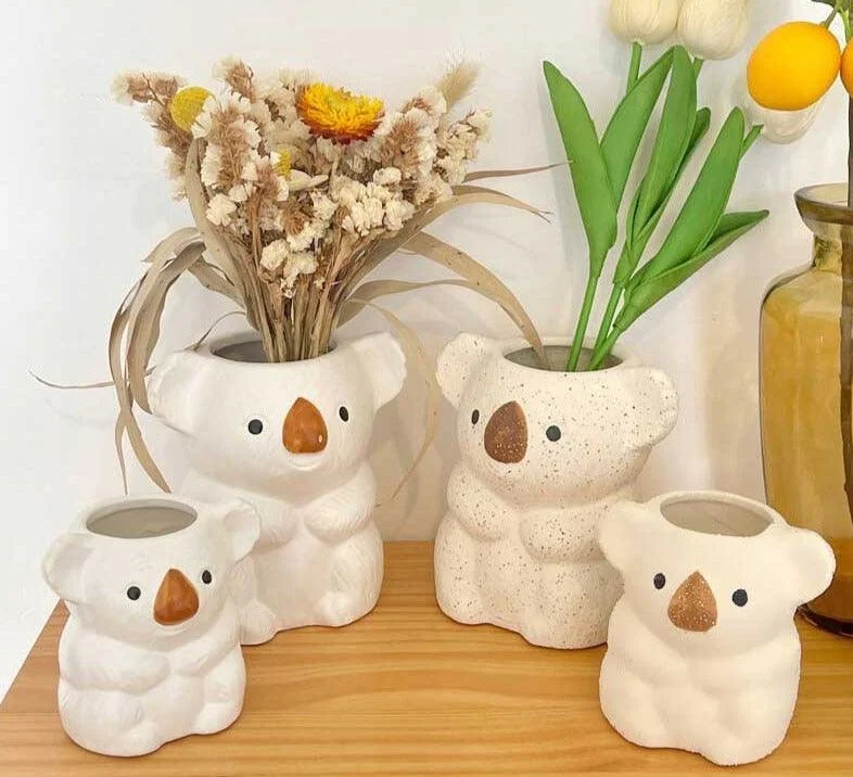 Cute Ceramic Animal Koala Bear Vase for Succulent -