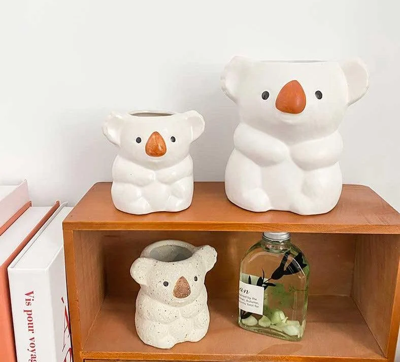 Cute Ceramic Animal Koala Bear Vase for Succulent -
