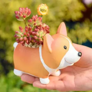 Cute Ceramic Orange Corgi Planter Pot - 