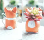 Cute Ceramic Orange Corgi Planter Pot