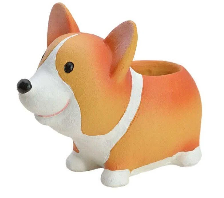 Cute Ceramic Orange Corgi Planter Pot -