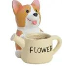 Cute Ceramic Orange Corgi Planter Pot