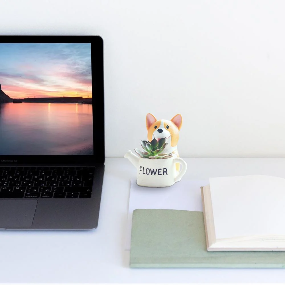 Cute Ceramic Orange Corgi Planter Pot -