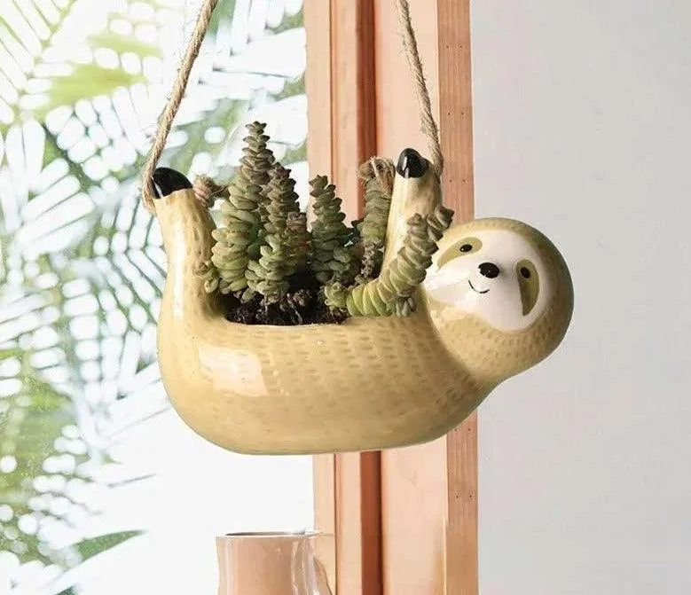 Cute Ceramic Slot Hanging Animal Vase -