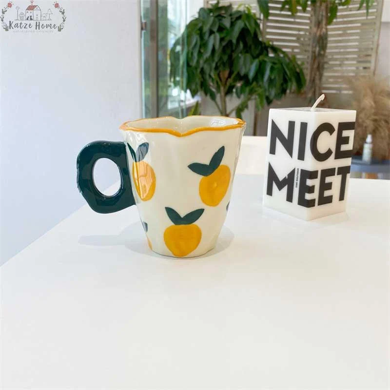 Cute Cloud Bear Tulip Orange Checkered Aesthetic Mugs -