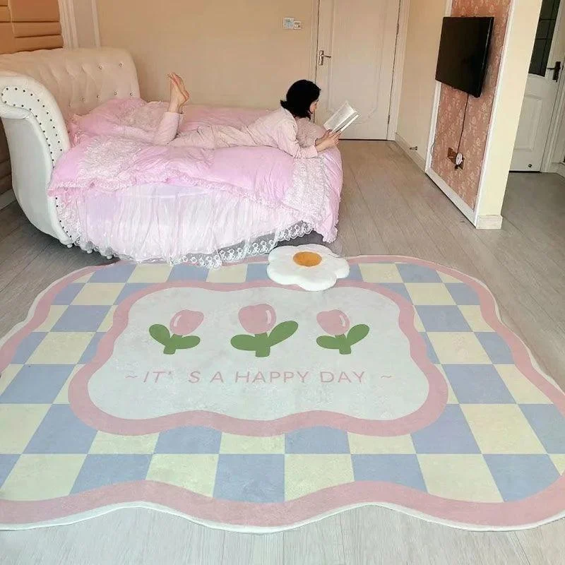 Cute Colorful Flower Thickened Decorative Rug Carpet Large Area Living Room - 