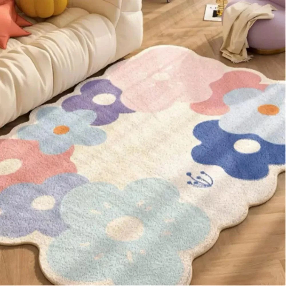Cute Colorful Flower Thickened Decorative Rug Carpet Large Area Living Room -