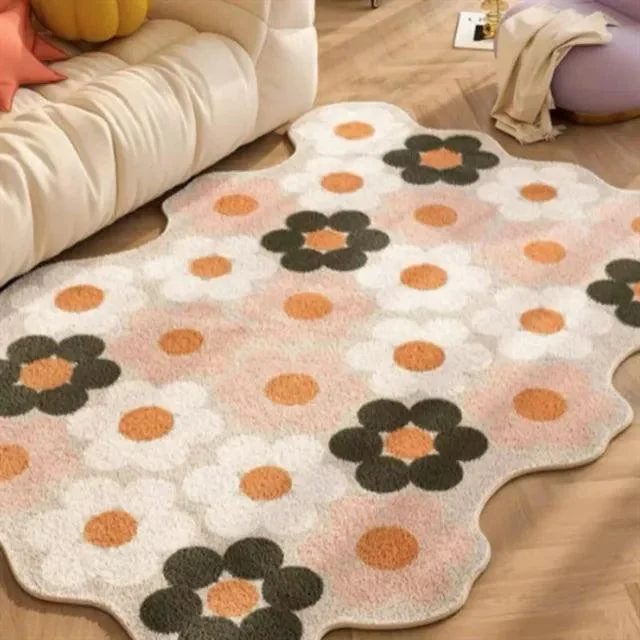 Cute Colorful Flower Thickened Decorative Rug Carpet Large Area Living Room -