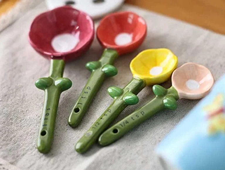 Cute Flower Ceramic Measuring Spoons -