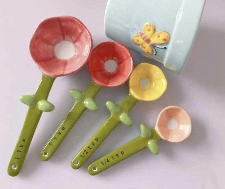 Cute Flower Ceramic Measuring Spoons -