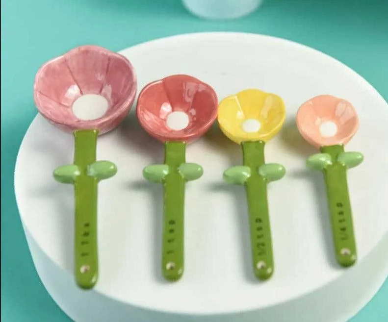 Cute Flower Ceramic Measuring Spoons -