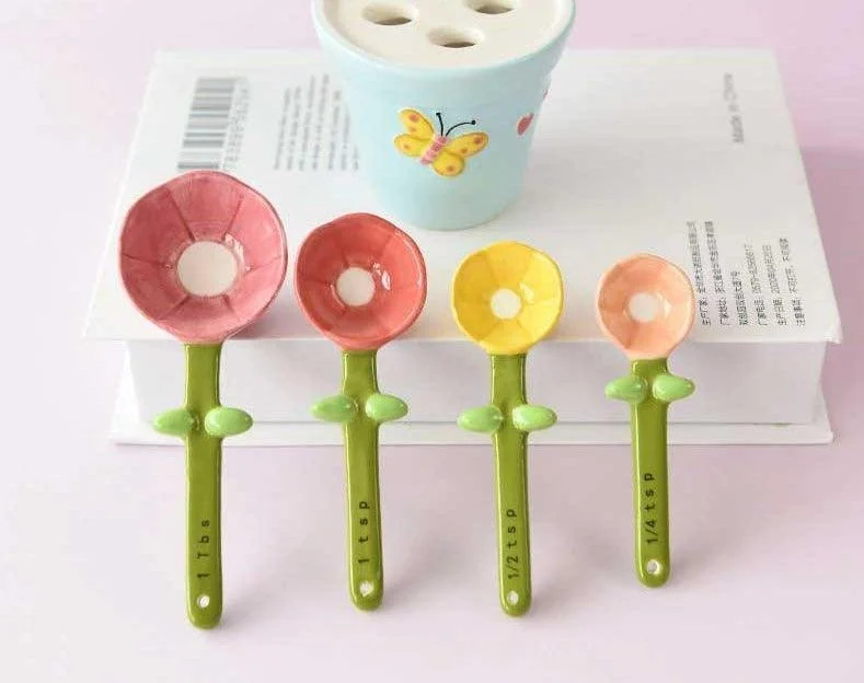 Cute Flower Ceramic Measuring Spoons -