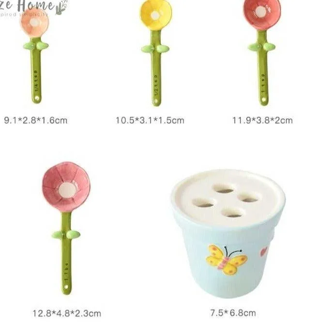 Cute Flower Ceramic Measuring Spoons -