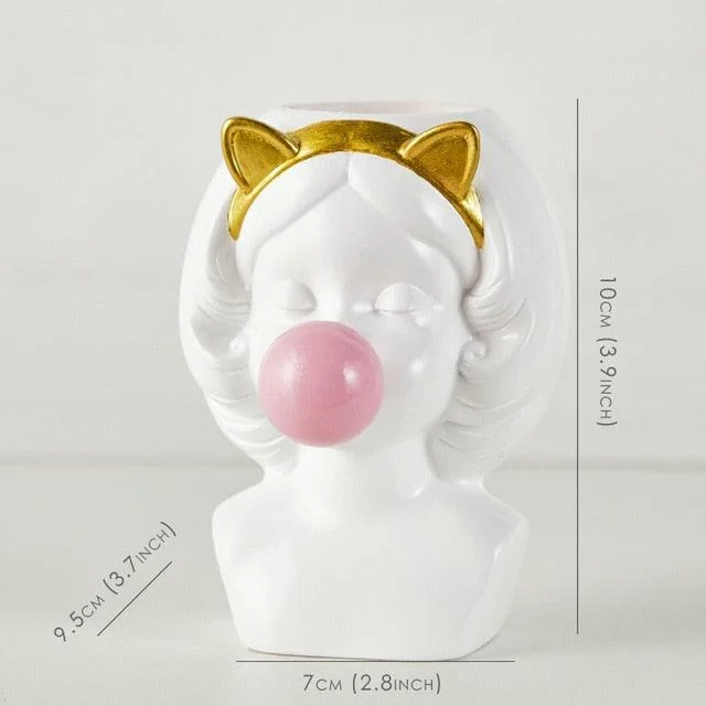Cute Girl Chewing Bubble Gum Vase -  - #tag1#