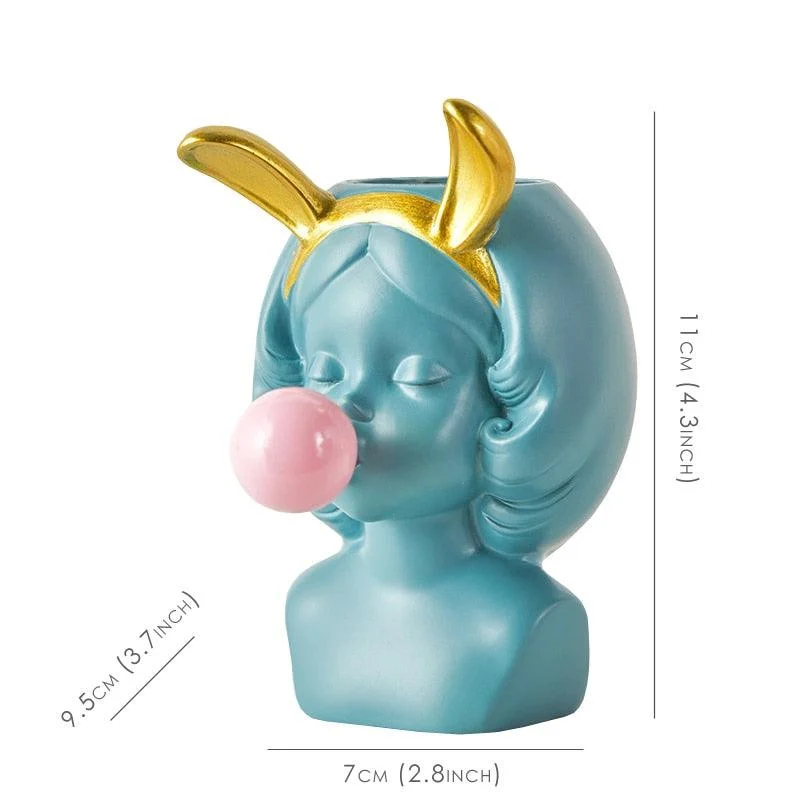 Cute Girl Chewing Bubble Gum Vase -  - #tag1#