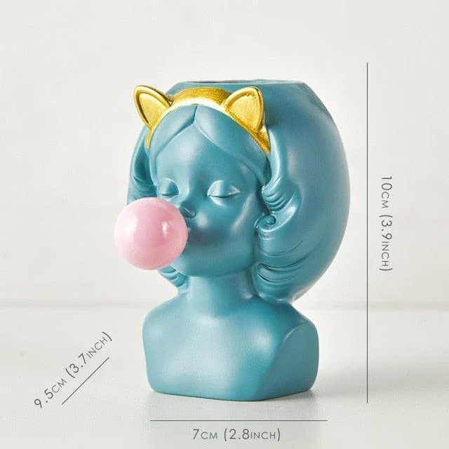 Cute Girl Chewing Bubble Gum Vase -  - #tag1#