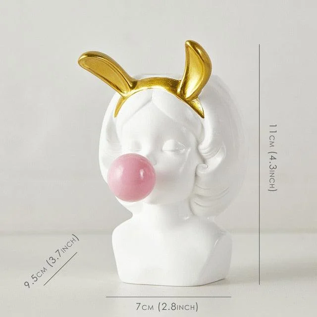 Cute Girl Chewing Bubble Gum Vase -  - #tag1#