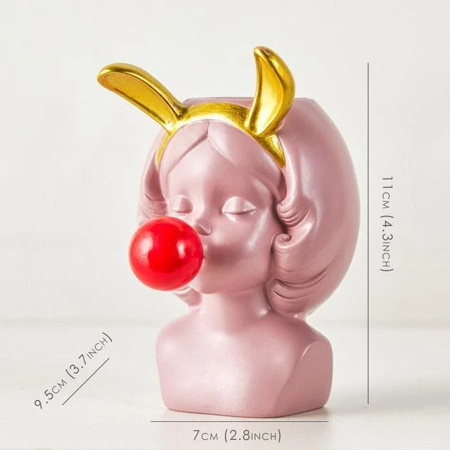 Cute Girl Chewing Bubble Gum Vase -  - #tag1#