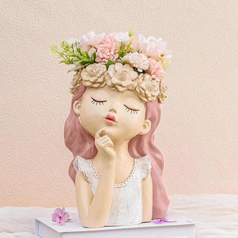 Cute Girl Face Planter: Creative Succulent Pot for Women -
