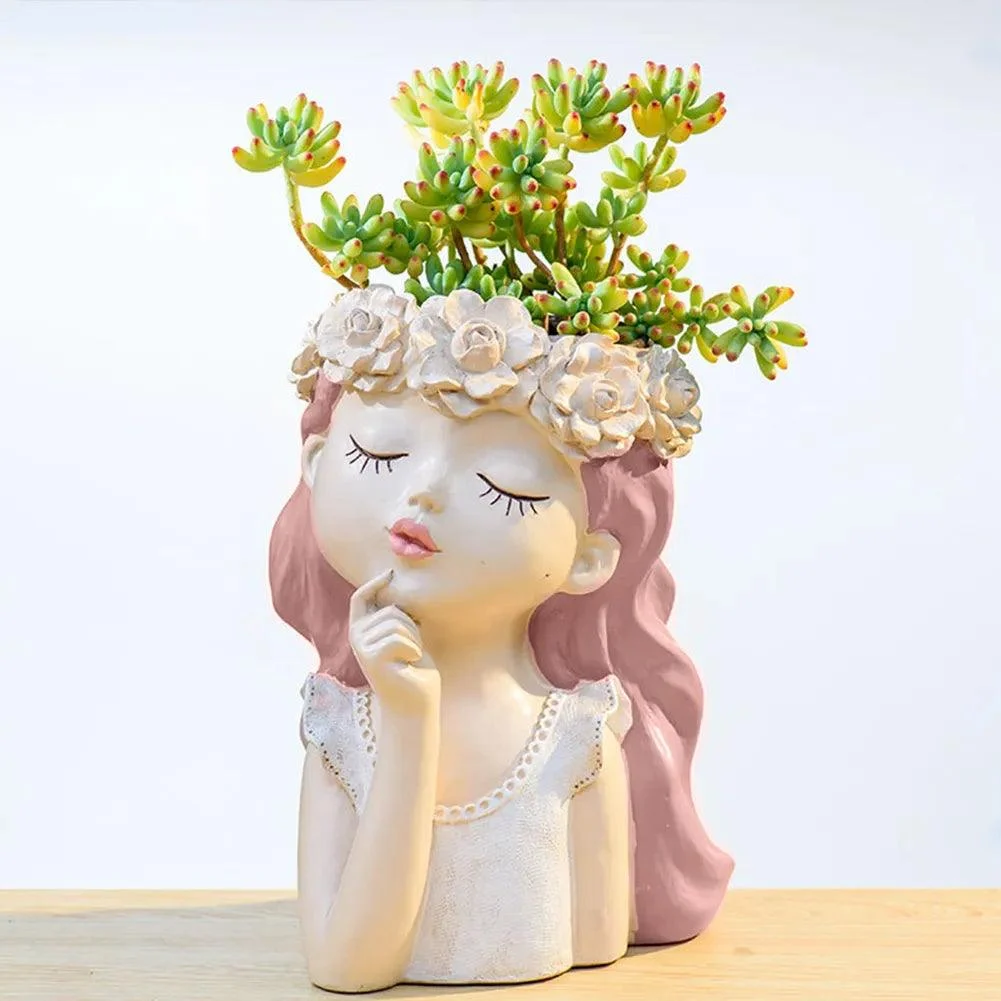 Cute Girl Face Planter: Creative Succulent Pot for Women -