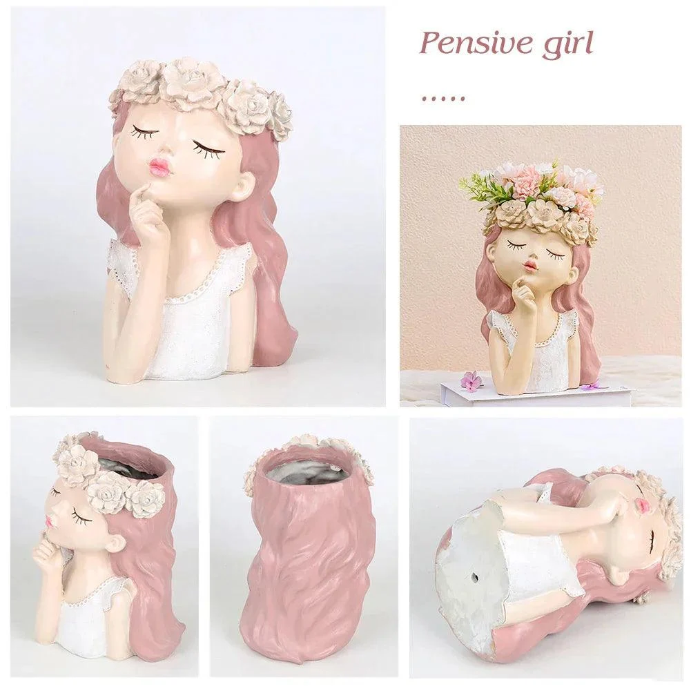 Cute Girl Face Planter: Creative Succulent Pot for Women -