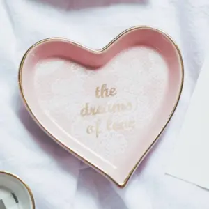 Cute Heart Shape Ceramic Dish: Pink Love Bowl