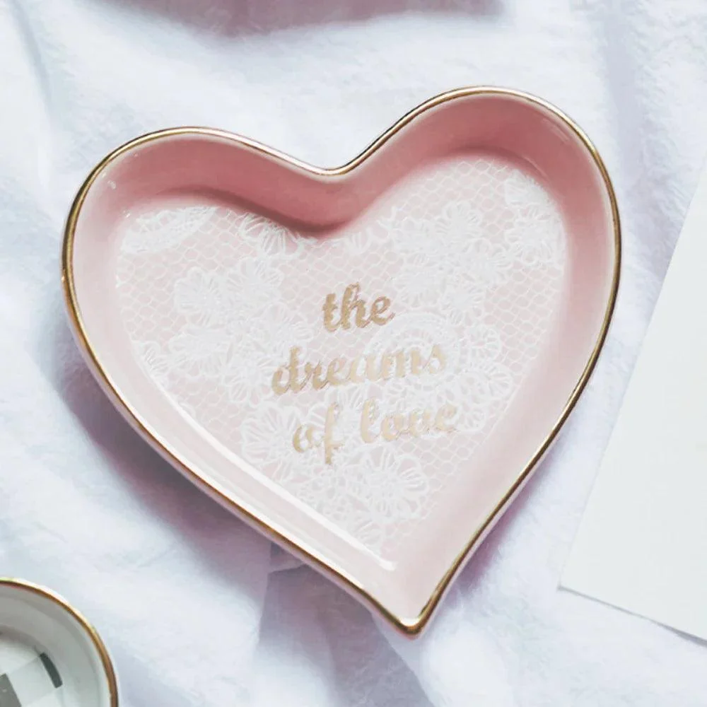 Cute Heart Shape Ceramic Dish: Pink Love Bowl - 