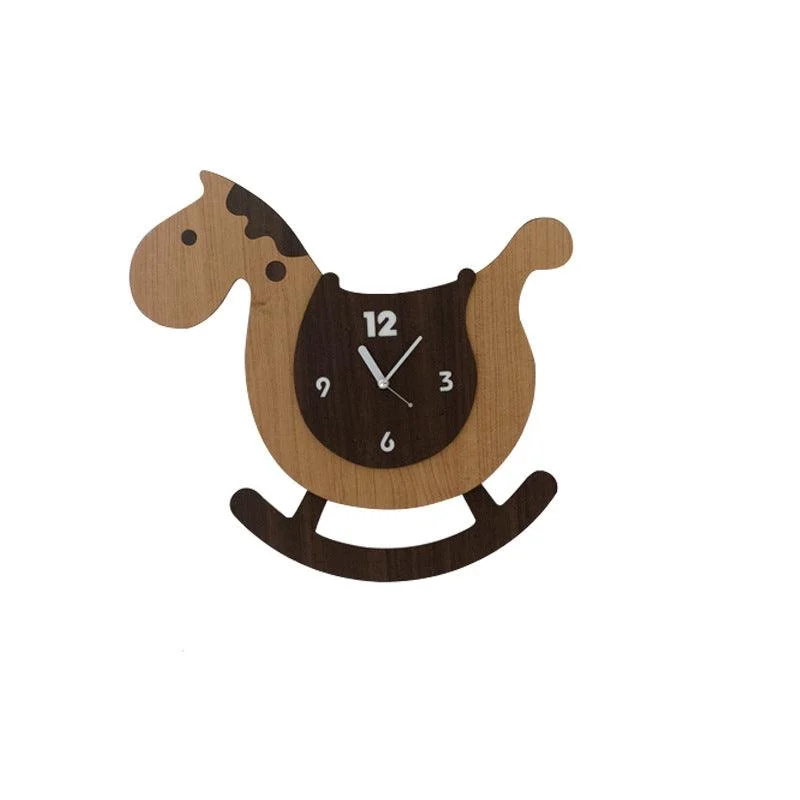 Cute Horse Pendulum Wall Clock for Kids Bedroom -
