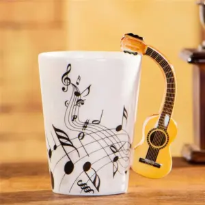 Cute Music Ceramic Mug: Guitar/Violin Style