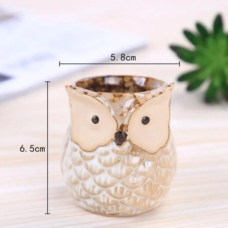 Cute Owl Ceramic Flower Pot: Whimsical Succulent Planter -