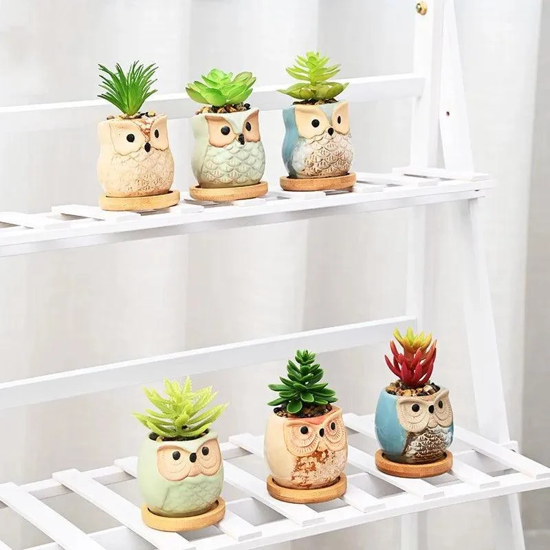 Cute Owl Ceramic Flower Pot: Whimsical Succulent Planter -