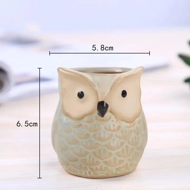 Cute Owl Ceramic Flower Pot: Whimsical Succulent Planter -