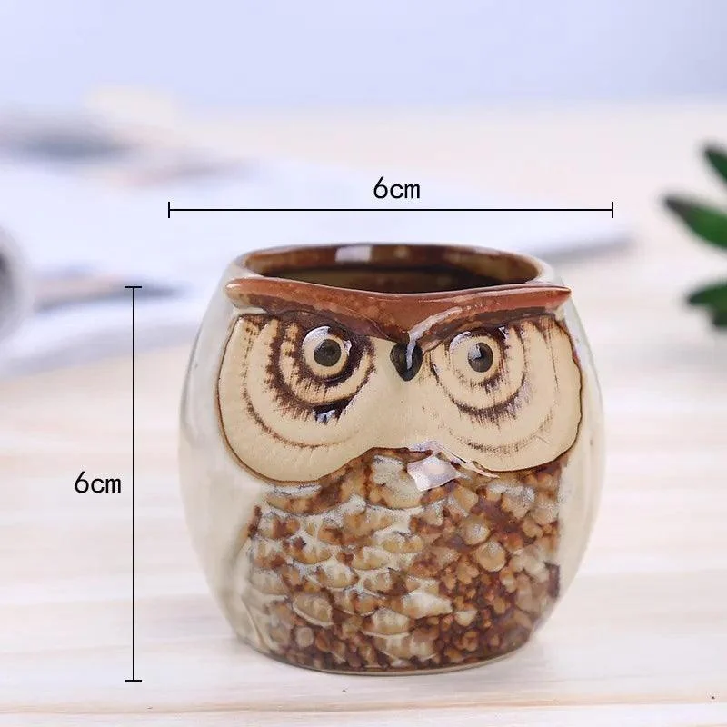 Cute Owl Ceramic Flower Pot: Whimsical Succulent Planter -