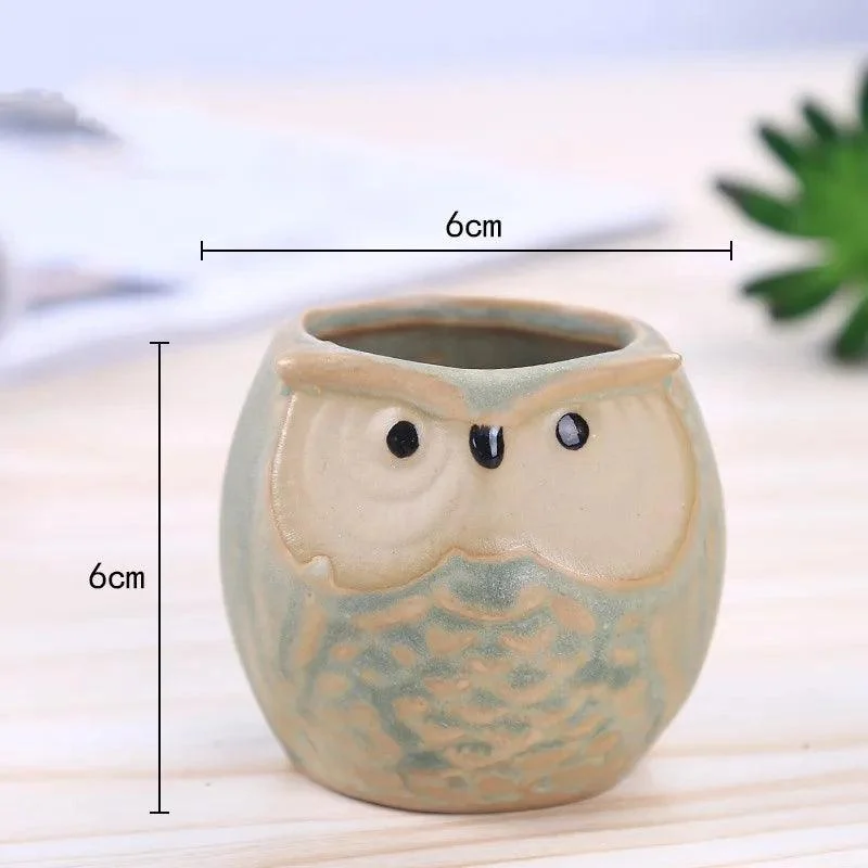 Cute Owl Ceramic Flower Pot: Whimsical Succulent Planter -