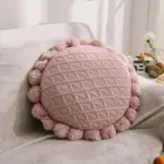 Cute Pompom Tassel Round Cosy Cushion tag1