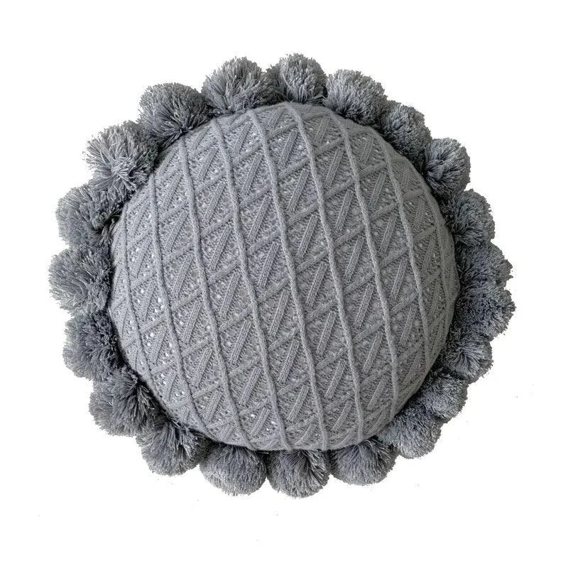 Cute Pompom Tassel Round Cosy Cushion -  - #tag1#