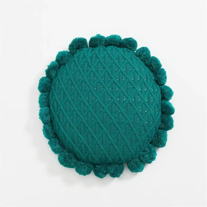 Cute Pompom Tassel Round Cosy Cushion tag1