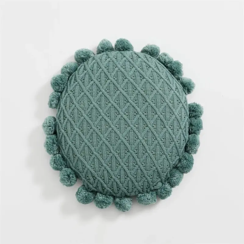Cute Pompom Tassel Round Cosy Cushion tag1