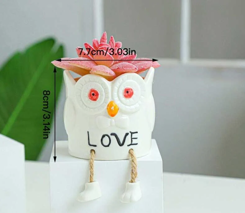 Cute Smiling Ceramic Face Planter Pot with Rope Legs -