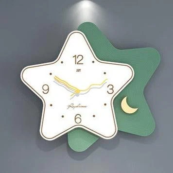 Cute Star Large Size Silent Wall Clock for Living Room -