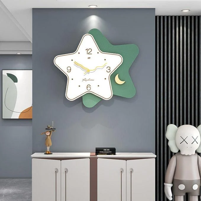 Cute Star Large Size Silent Wall Clock for Living Room -