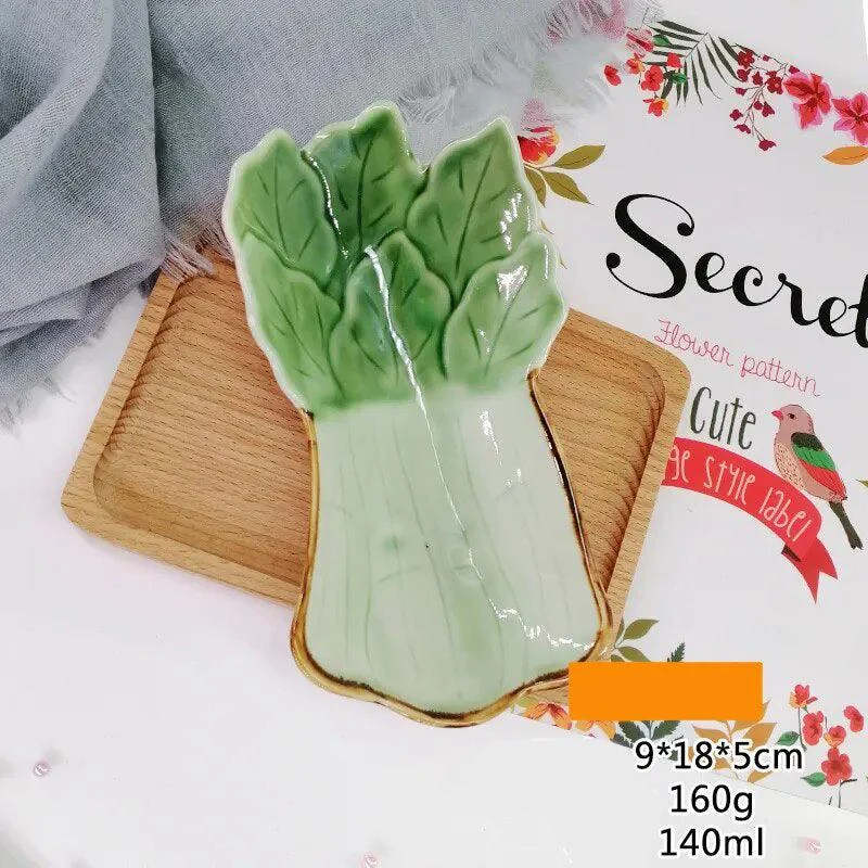 Cute Vegetable Style Ceramic Serving Plate -