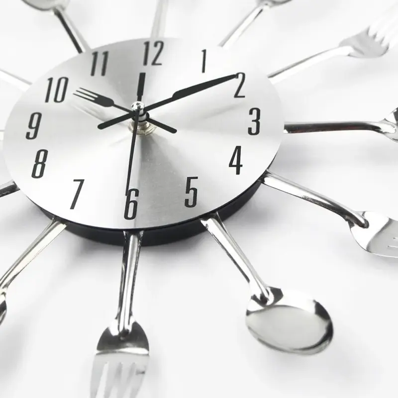 Cutlery Metal Kitchen Wall Clock Spoon Fork tag1