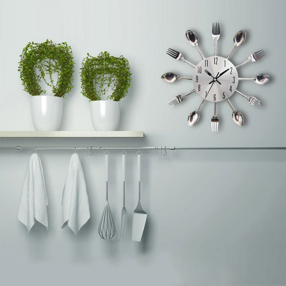 Cutlery Metal Kitchen Wall Clock Spoon Fork -  - #tag1#