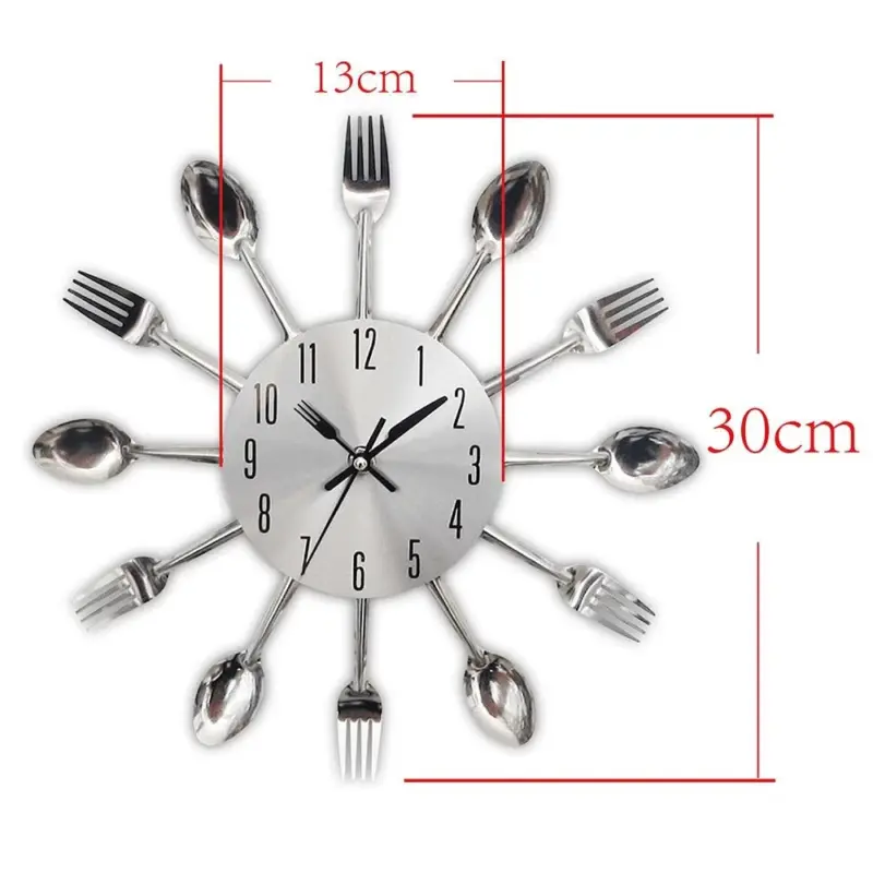 Cutlery Metal Kitchen Wall Clock Spoon Fork tag1