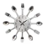 Cutlery Metal Kitchen Wall Clock Spoon Fork tag1