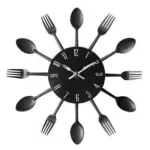 Cutlery Metal Kitchen Wall Clock Spoon Fork Creative Quartz Wall Mounted Clock tag1