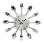 Cutlery Metal Kitchen Wall Clock Spoon Fork Creative Quartz Wall Mounted Clock tag1